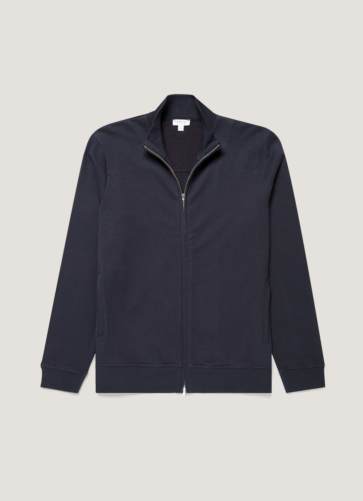 Sunspel Men's Supima Loopback Zip Sweatshirt in Midnight Navy