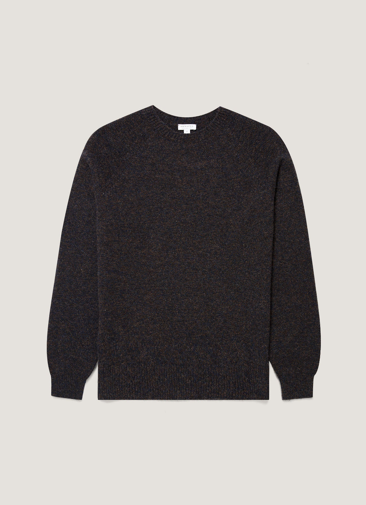 Sunspel Men's Lambswool Crew Neck Jumper in Midnight Navy Twist