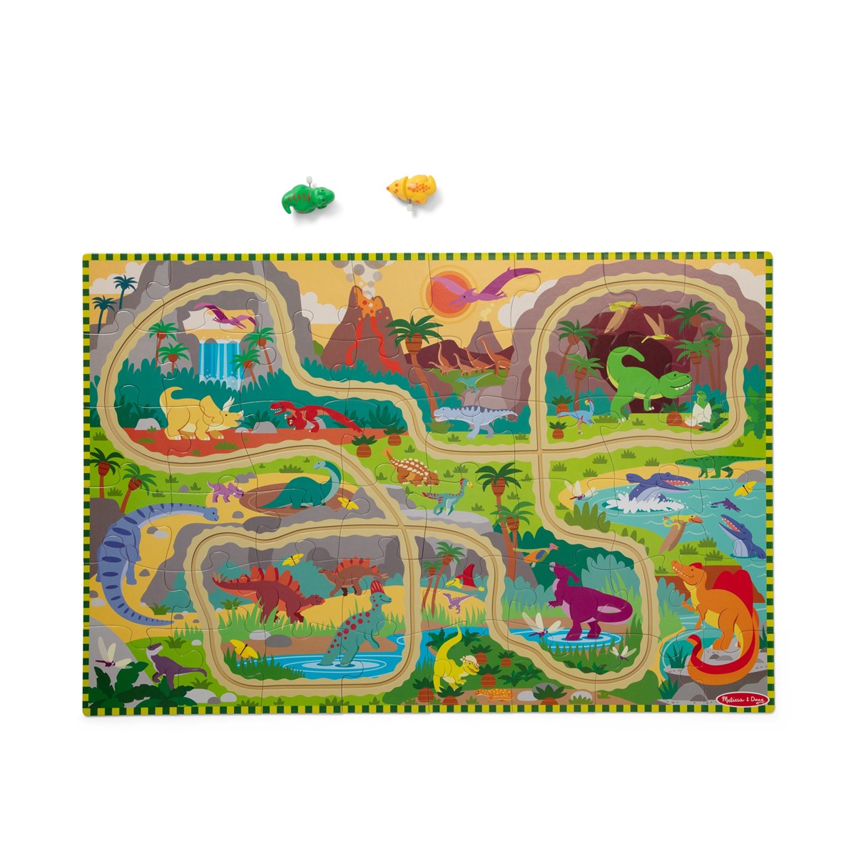 Dinosaur Adventure Tracks Floor Puzzle – 48 Pieces + 2 Wind-Up Dinosaurs