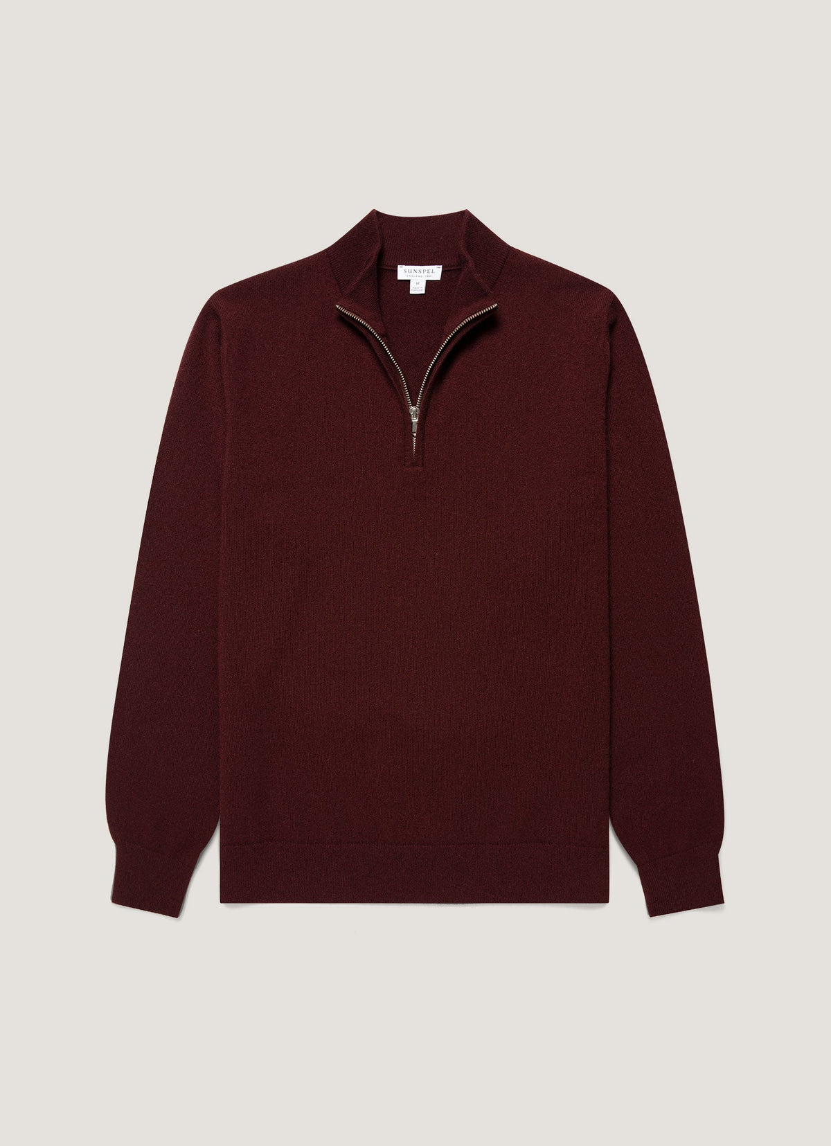 Sunspel Men's Cashmere Half Zip Jumper in Bakelite