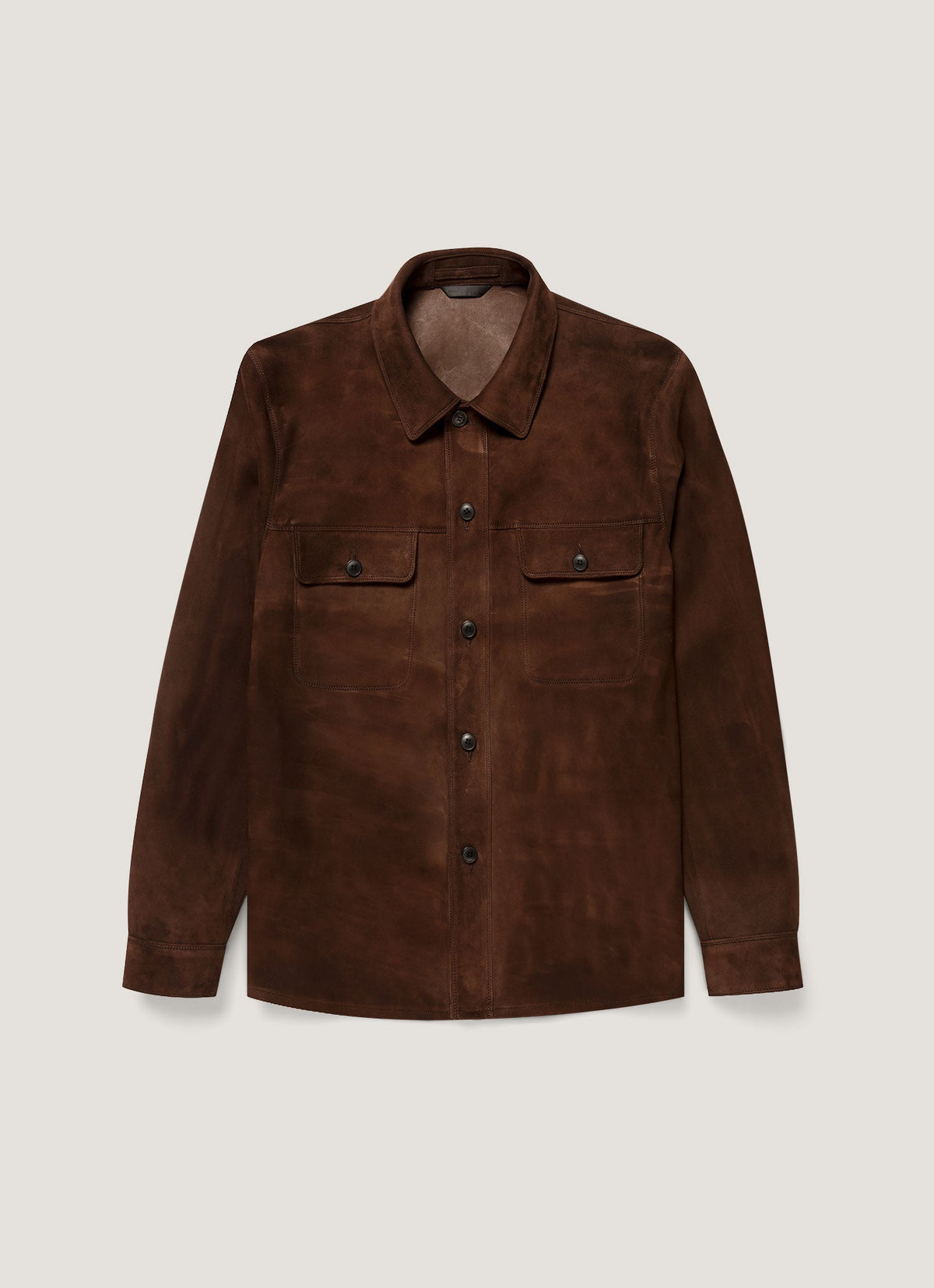Sunspel Men's Suede Overshirt in Dark Brown