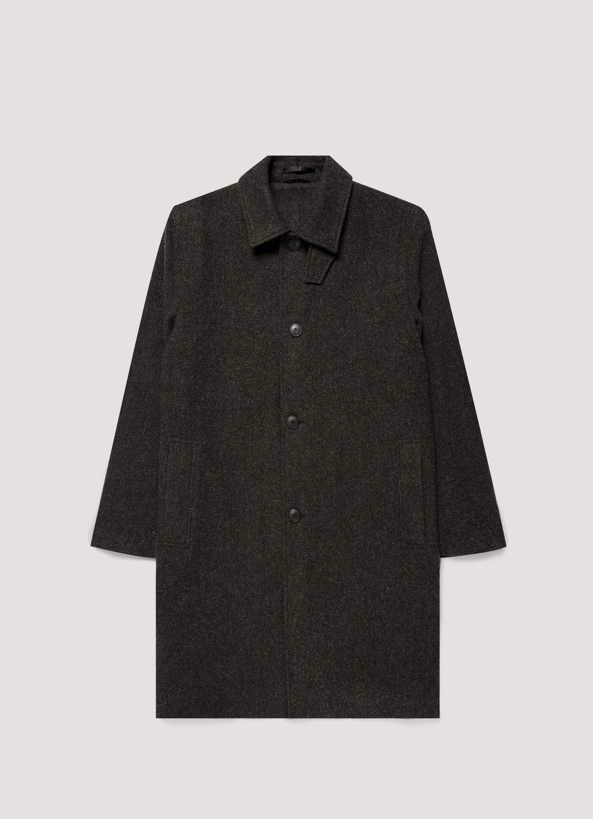 Sunspel Men's Tweed Overcoat in Loden Green