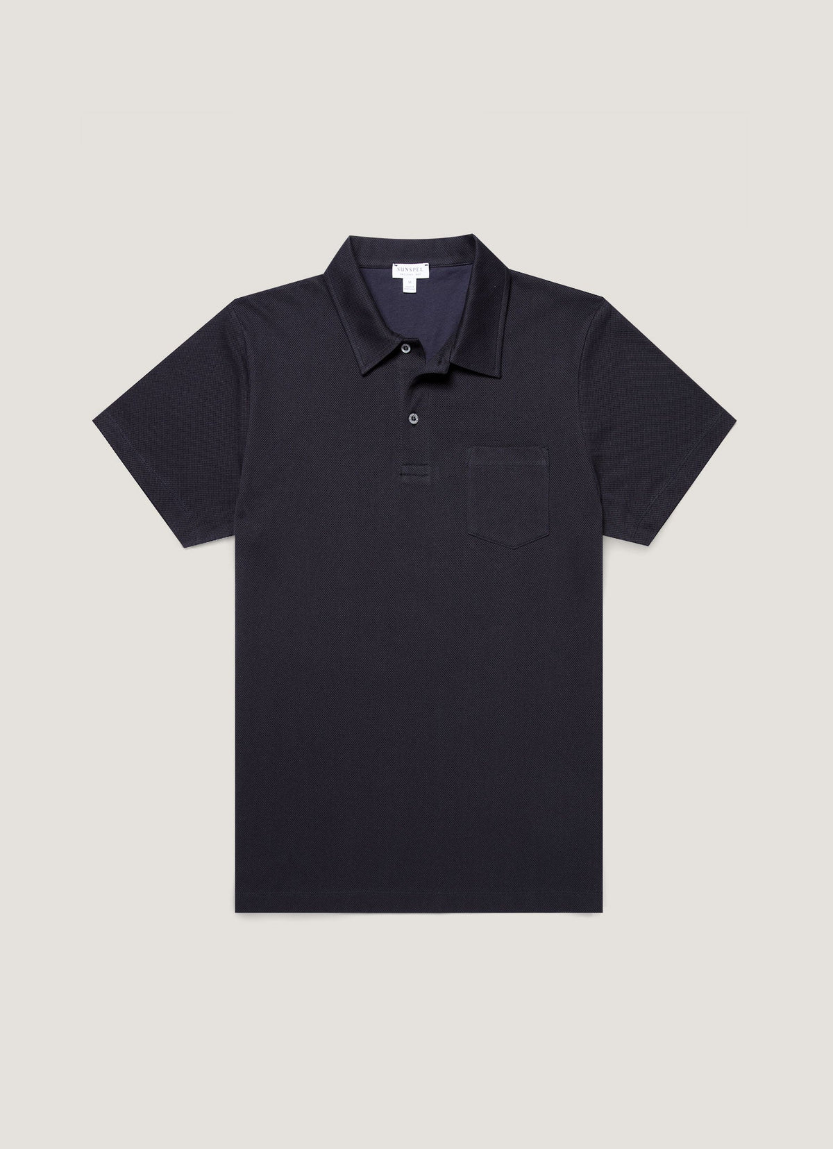 Sunspel Men's Sea Island Cotton Riviera Polo Shirt in Midnight Navy