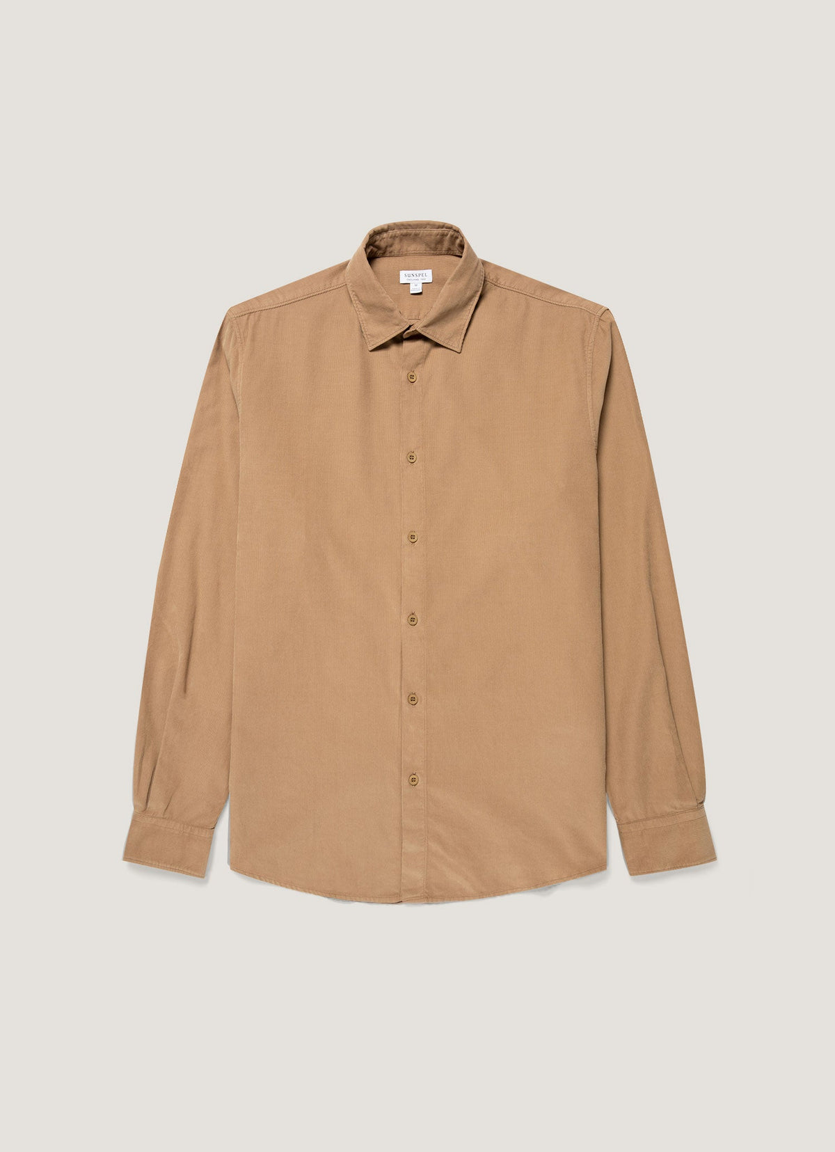 Sunspel Men's Fine Cord Shirt in Dark Beige