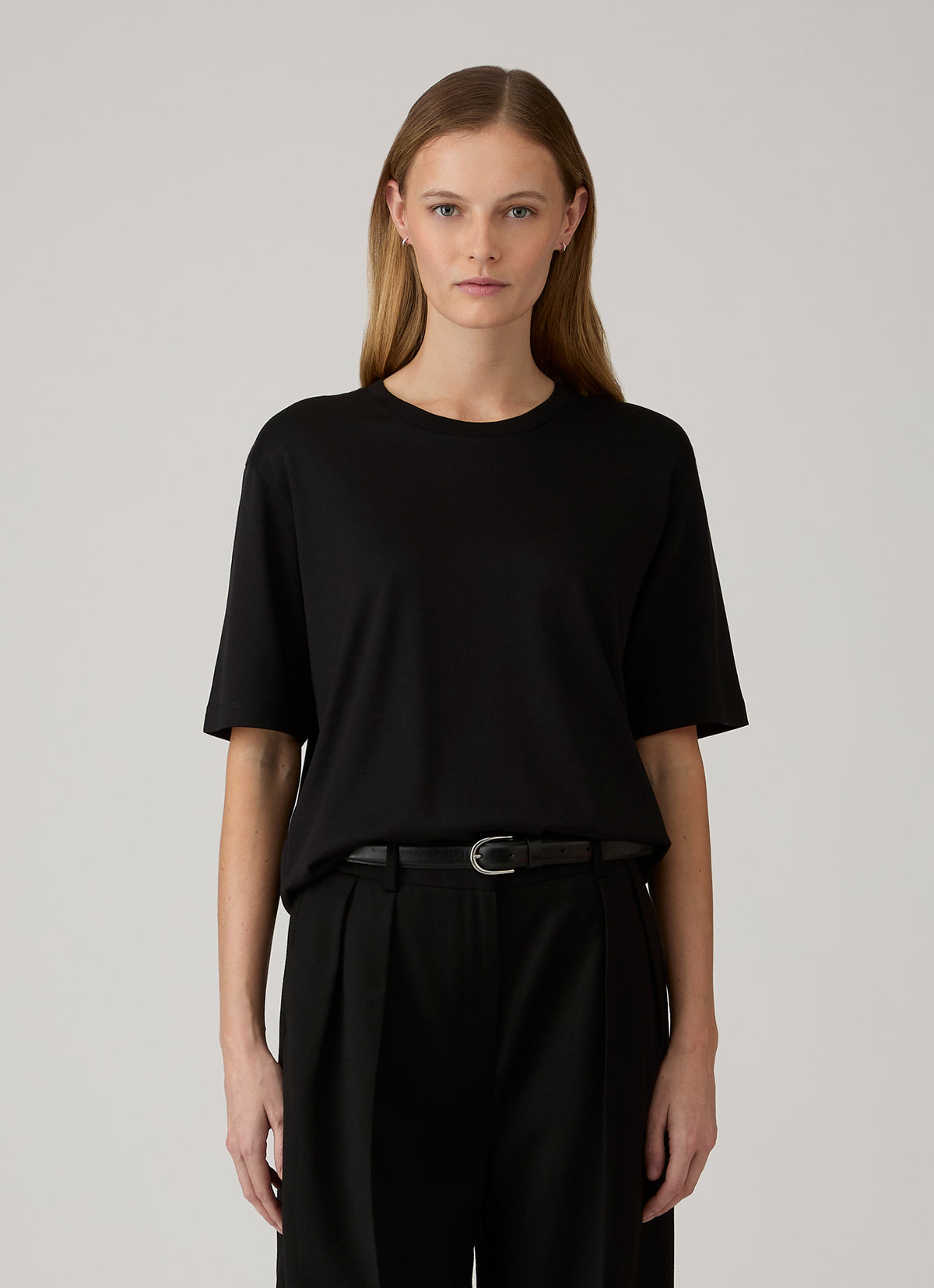 Sunspel Women's Silk Cotton T-shirt in Black